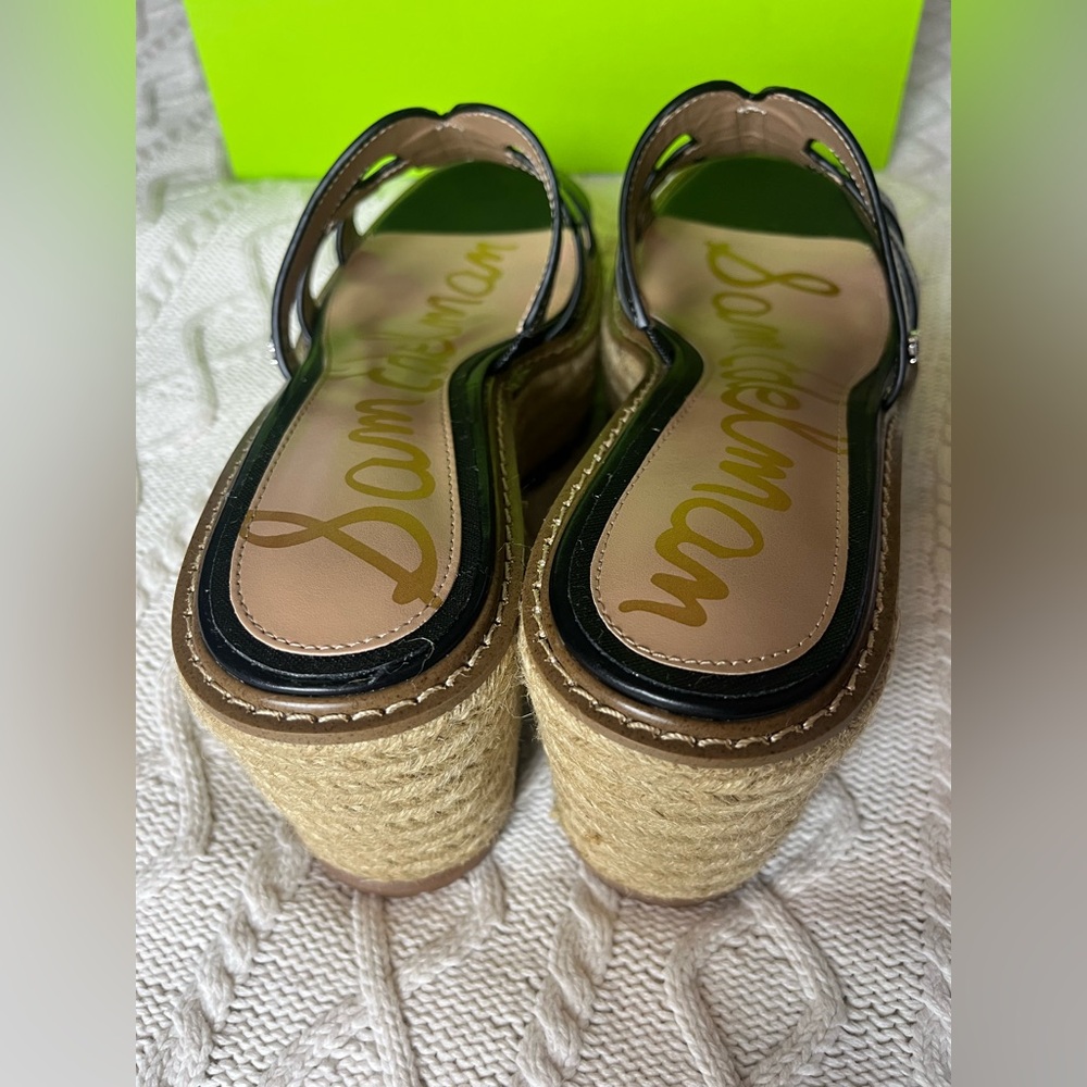 Sam Edelman Black Laine Platform Wedge Sandals Leather Women’s Size 9.5 - Picture 4 of 16